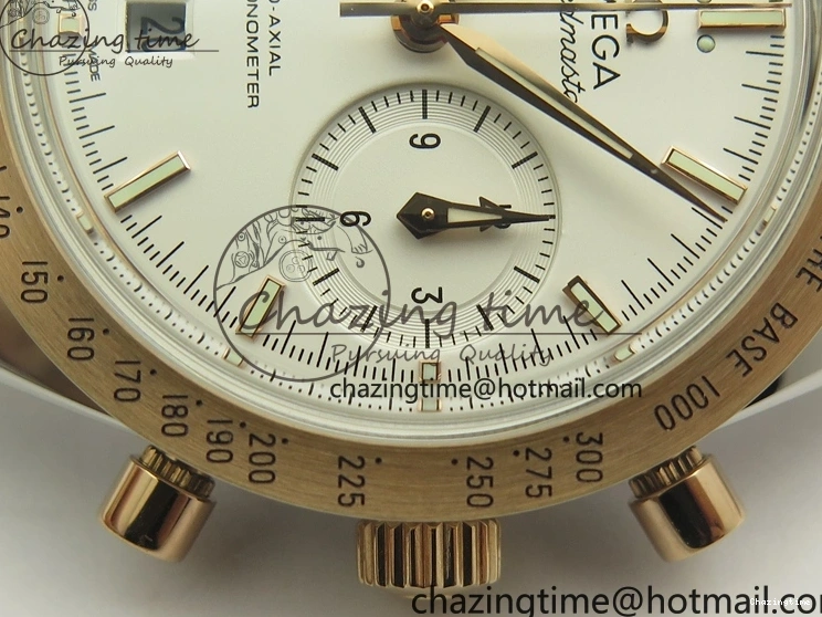 0327 Thermal Speedmaster ’57 Co-Axial SS RG OMF 1:1 Best Edition White Dial On SS RG Bracelet A9300 (Free Leather Strap) 8074